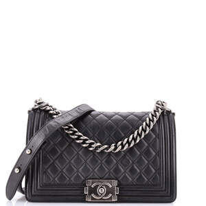 Chanel Old Medium Boy Flap Bag Quilted Lambskin
